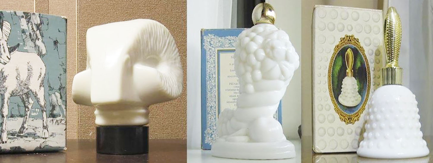 Set Of 3 Collectible Original Vintage Full Bottles After Shave Lotion Perfume. ologne & Bath Oil Avon Milk Glass 1970's With Box"