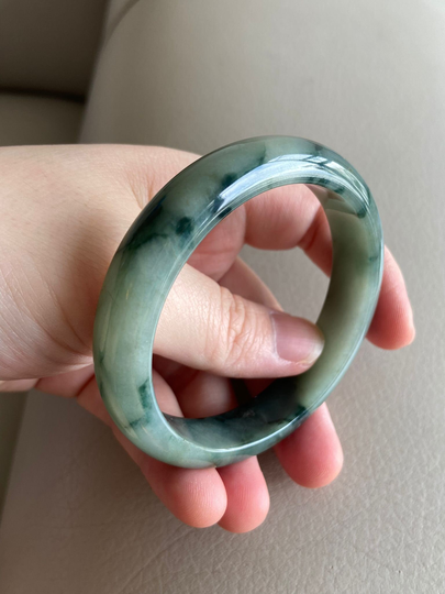 Jade Bangle 57.5mm | 2.26", Round Shape, Green, Jadeite Bracelet, Certified Grade A Jade, Burmese Myanmar Gemstones, Jewelry