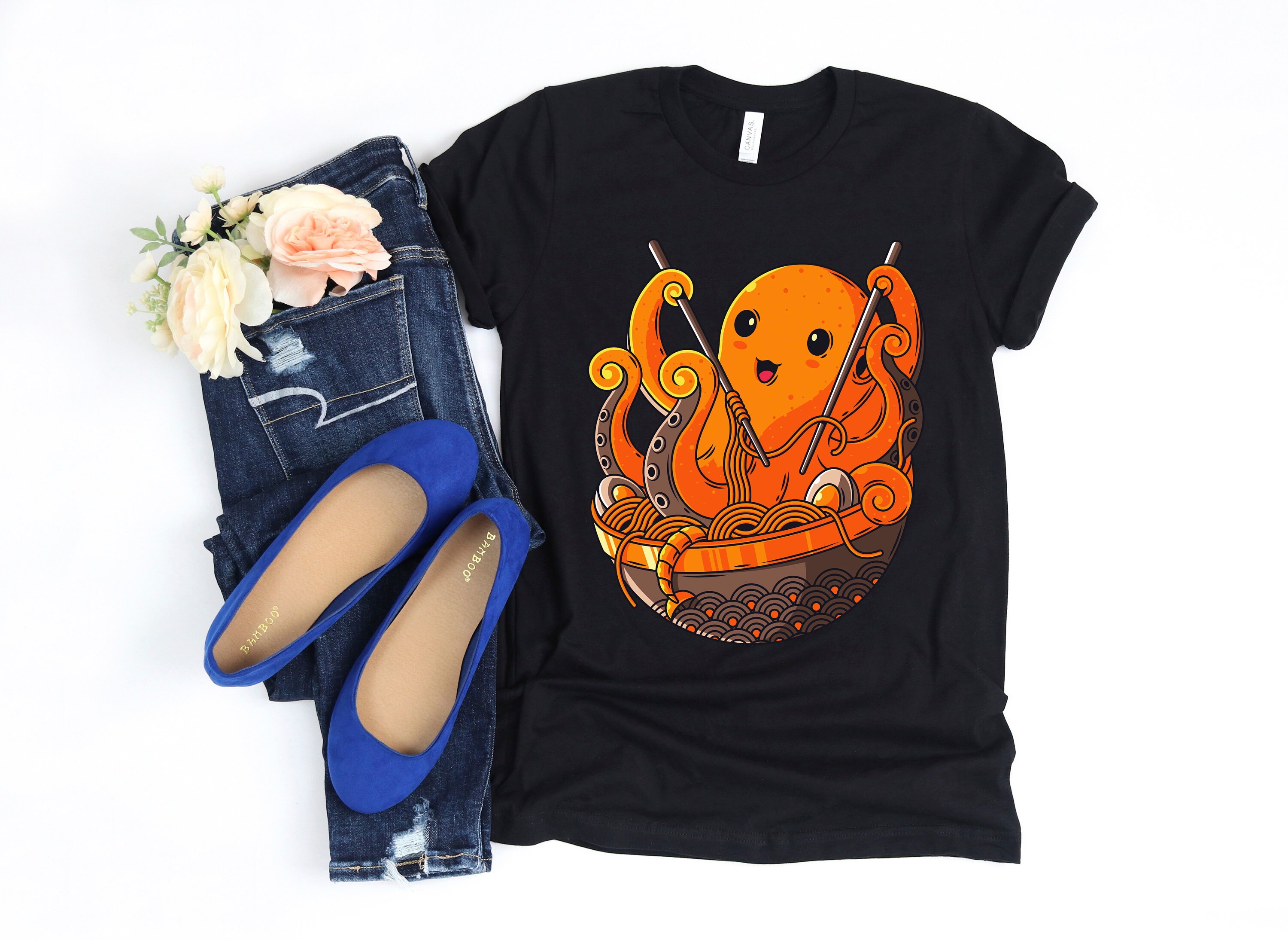 Japanese Octopus Ramen Noodles/Shirt Aesthetic Kawaii