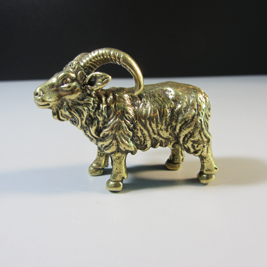 150 Gram, Mini Brass Goat, Copper Ram Statue, Bronze Sheep Sculpture, Gazelle Figurine, Vintage Table Deco, Aries Bighorn, Solid Antelope