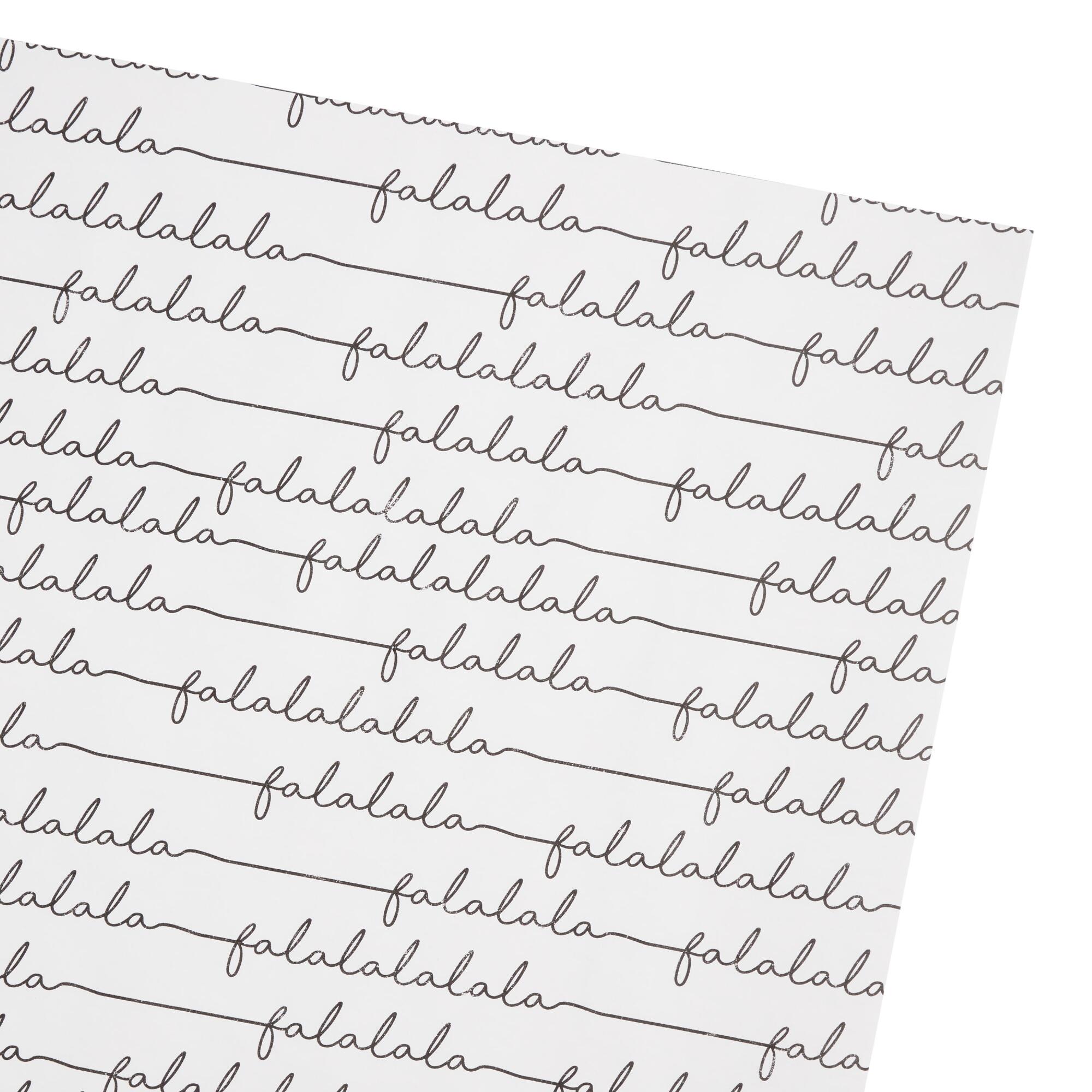 White and Black Fa La La Holiday Wrapping Paper Roll: Black/White by World Market