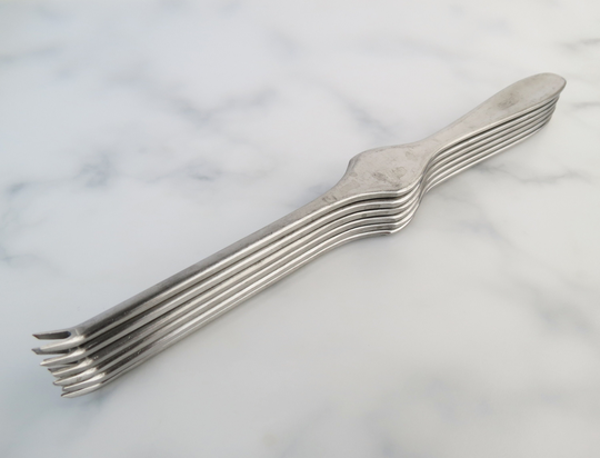 Set Of 6 Inox 18/10 Stainless Steel Flatware Lobster Or Seafood Fork Picks By Effepi - Italy