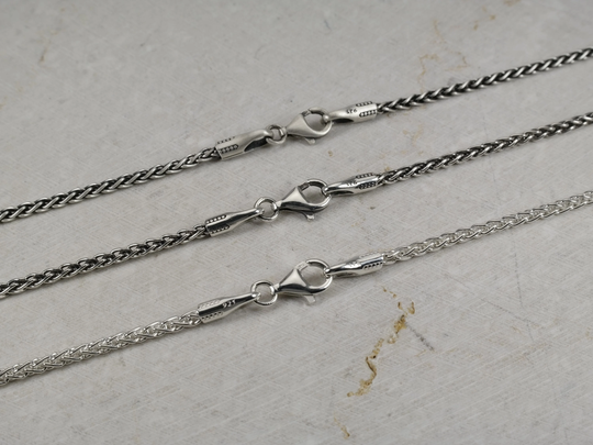 2.5mm Wheat Braided Chain, Men Women Unisex Silver 925 Man Neck Italy Best Spiga Clasp Necklace, Gift For Him, Christmas