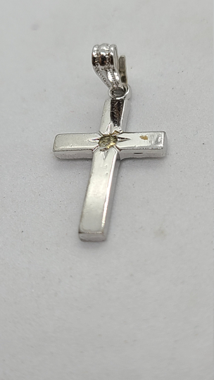 Vintage Small Sterling Silver Cz Cross