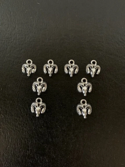 8 Small Ram Head Charms, Charm, Silver Goat