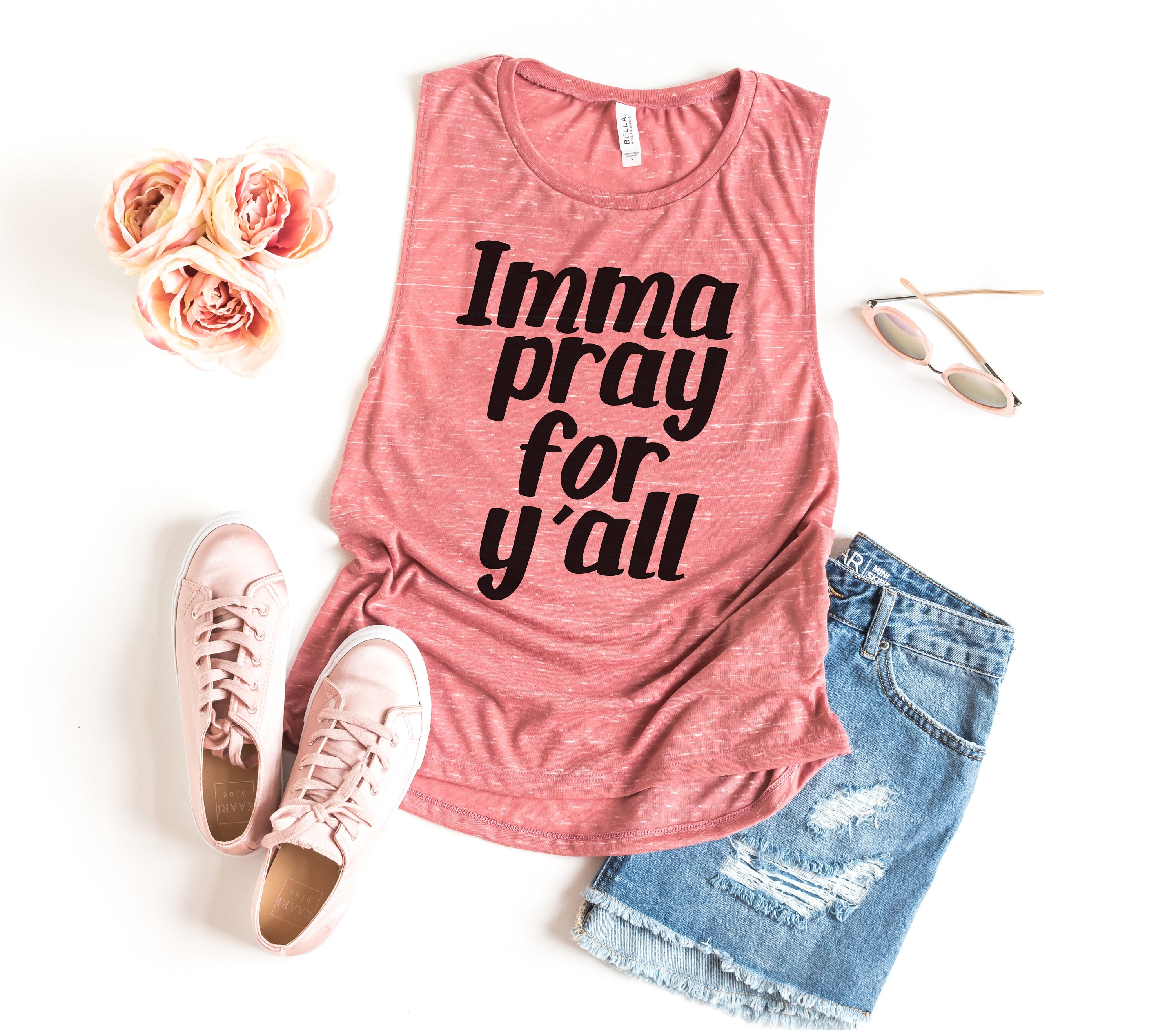 Pray For Y'all Funny Southern Womens Tank Top Cute Quotes From The South Sleeveless Shirt