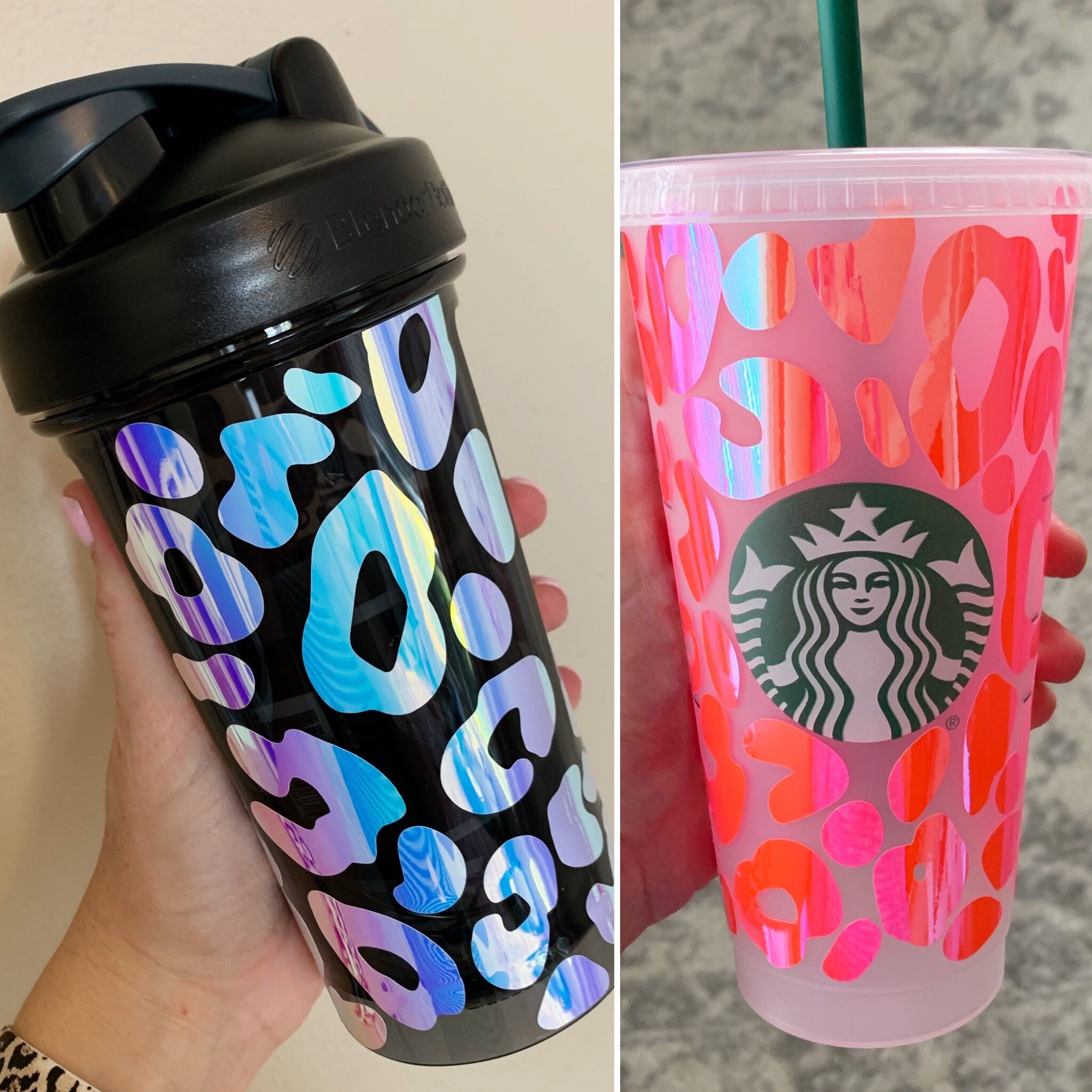 Leopard-Ized Cups Blender Bottle Shaker Bottle, Tumbler, Cold Cup Or Diy Option Leopard Print Cup - Starbucks