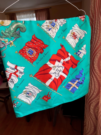 Vintage Hermes Pavois By Ledoux Carre Silk Scarf