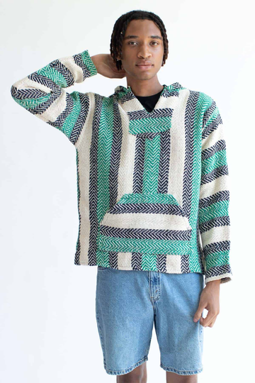 Green Cotton Blend Baja Hoodie