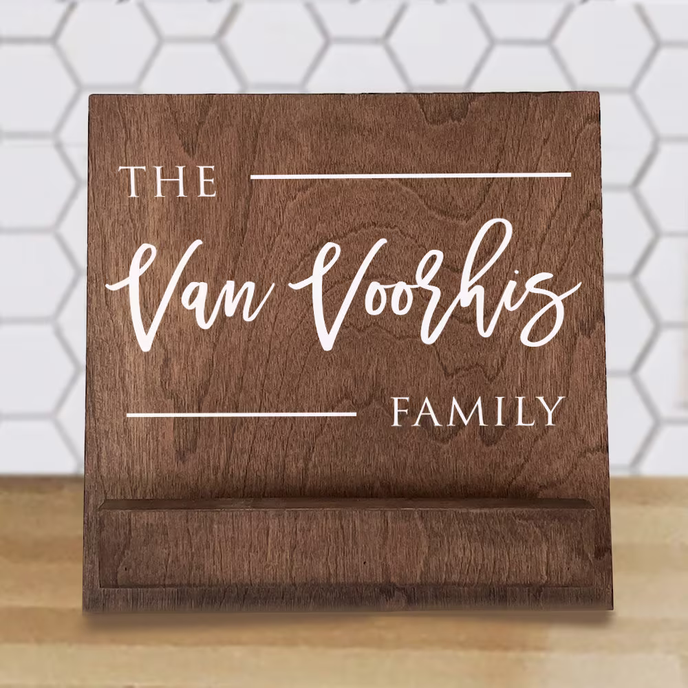 Personalized Cookbook Stand, Cook Book Holder, Kitchen Tablet Recipe Wooden Ipad Stand Wood