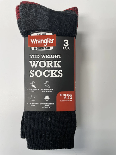 Wrangler 3-Pack Men's Cotton Blend Crew Socks (Size 6 To 12) in Black | WRM418