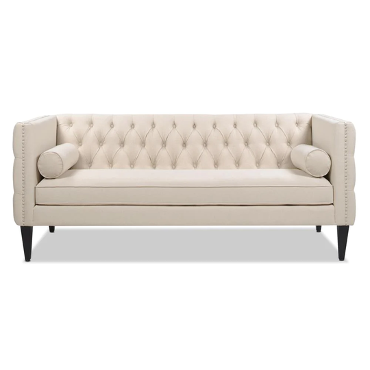 Jennifer Taylor Home Diane Glam Sky Neutral Beige Yarn Dyed Polyester/Blend Sofa in Off-White | 63730-3-970