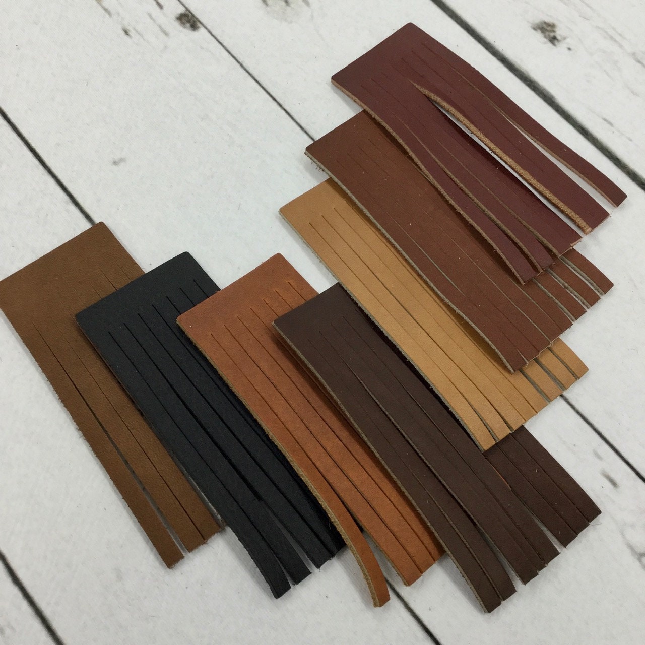 Genuine Leather/Oil Tan Fringe Cuts Boot Semi Stiff Cowhide Earring Blank Necklace Charms Natural Colors Diy Craft