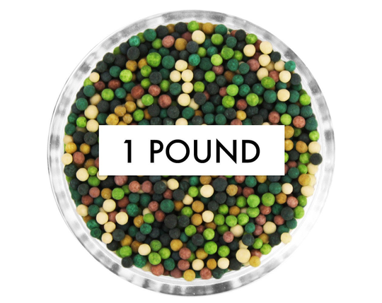 Camo Non-Pareils Blend 1 lb - Our Camo Blend Is A Mix Of Tiny Non-Pareils in Black, Forest Green, Olive Brown, Golden & Sand