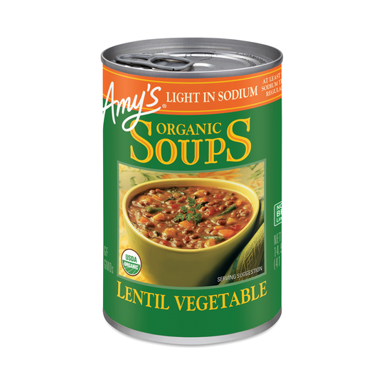 2-Pack Amy's Lentil Vegetable Soup, Low in Sodium 14.5 fl oz can