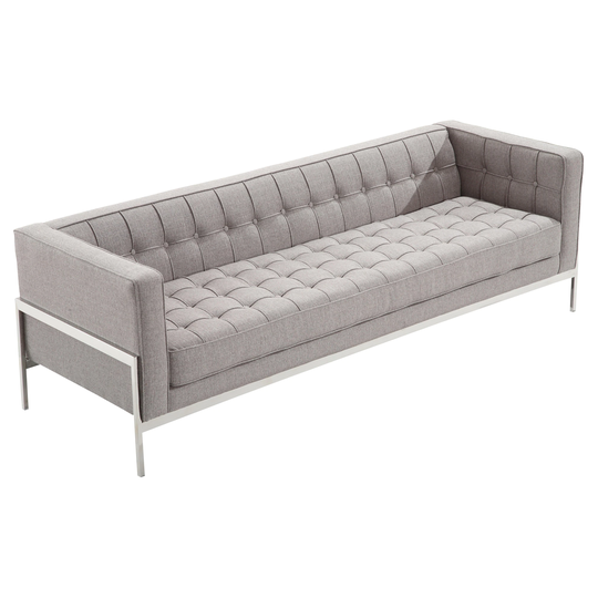 Armen Living Andre Modern Gray Polyester/Blend Sofa Stainless Steel | LCAN3GR
