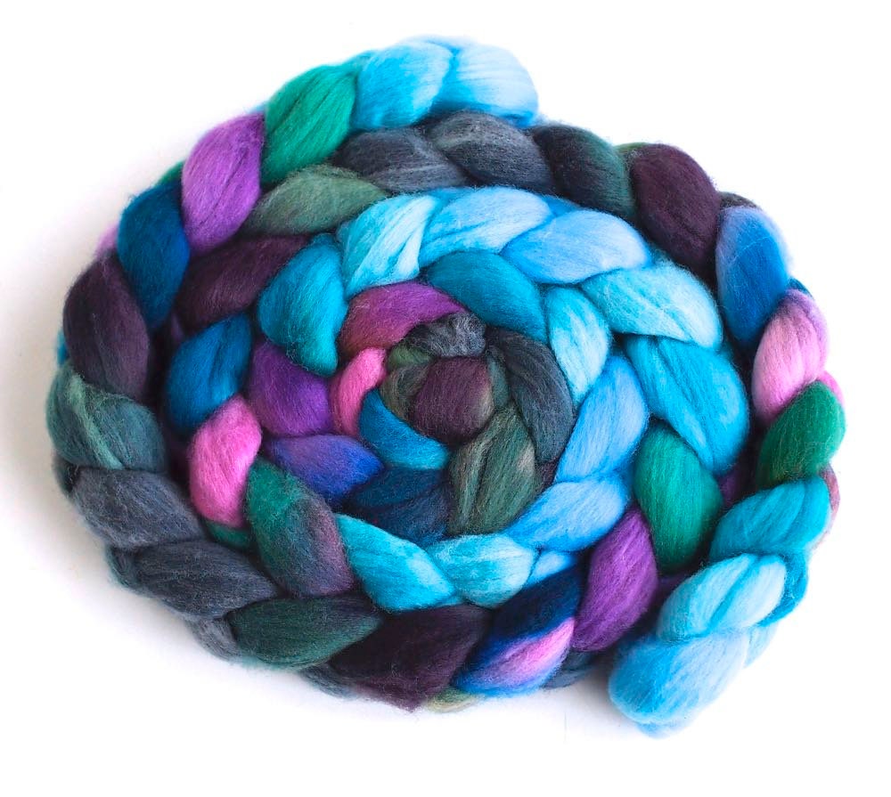 Rambouillet Wool Hand Spinner's Roving - Painted Colorway, Untroubled Dreams