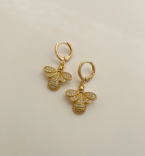 Gold 30mm Bee Hoop Earring Hoops Endless Huggies Dangle Simple Earrings Everyday/Gift For Her