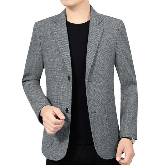 Autumn New Business Men's Blazer Korean Fashion Trend Solid Color Suit Coat Wool Blends High Quality Slim Men's Suit Jacket 3XL - gray, asian xxl is