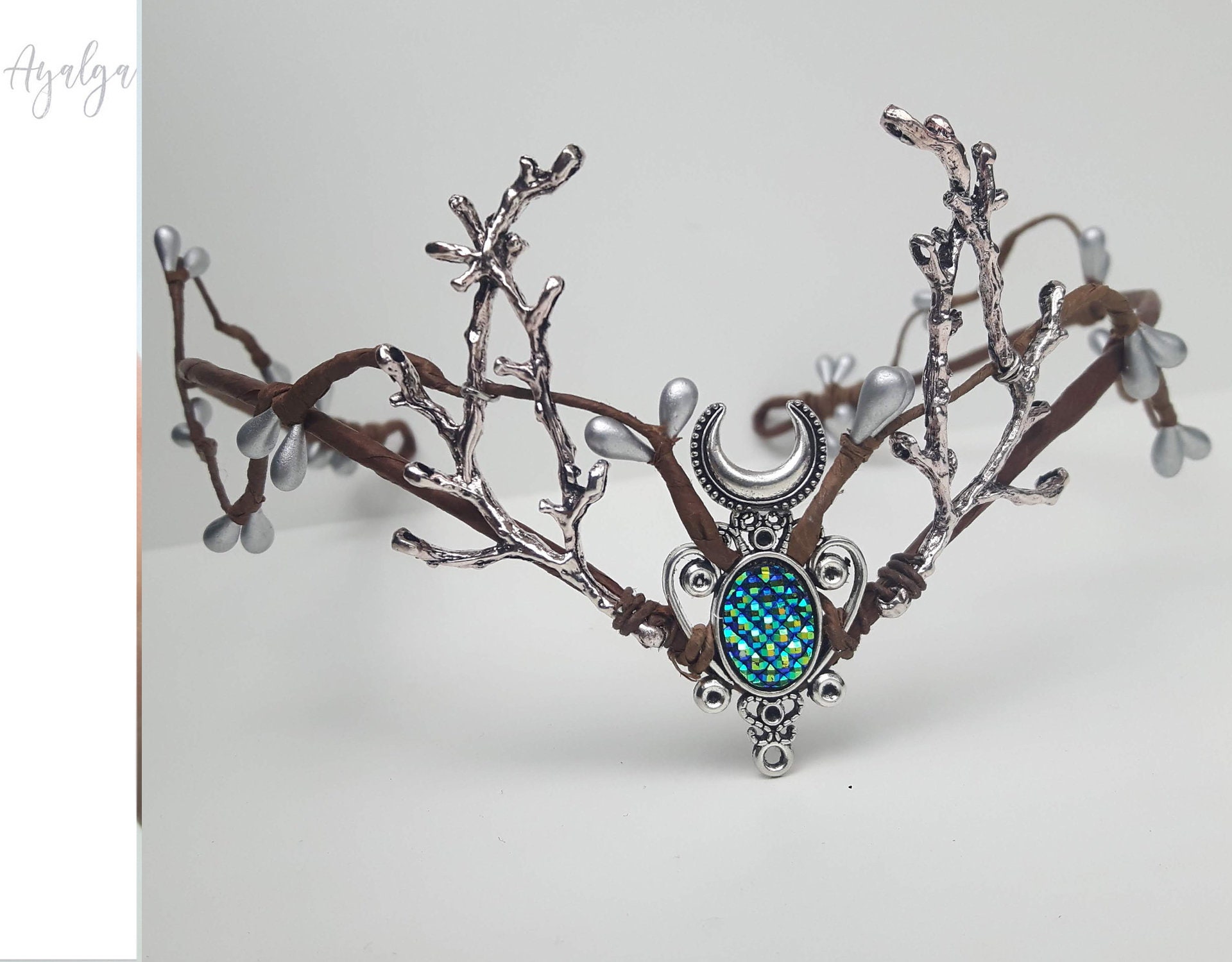 Woodland Moon Crown- Tiara - Elven Headpiece Fairy Crown Festival Boho