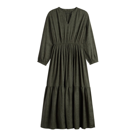 Olive Textured Jacquard Olivia Dress: Green - Cotton - Small by World Market