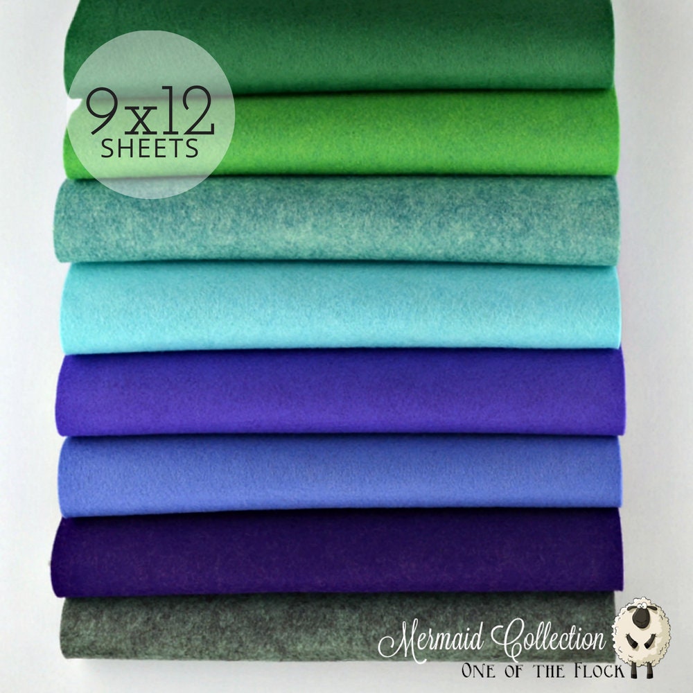 Mermaid Collection, Wool Blend Felt Sheets, Fabric, Fabric Bundle, Bundles, Collections