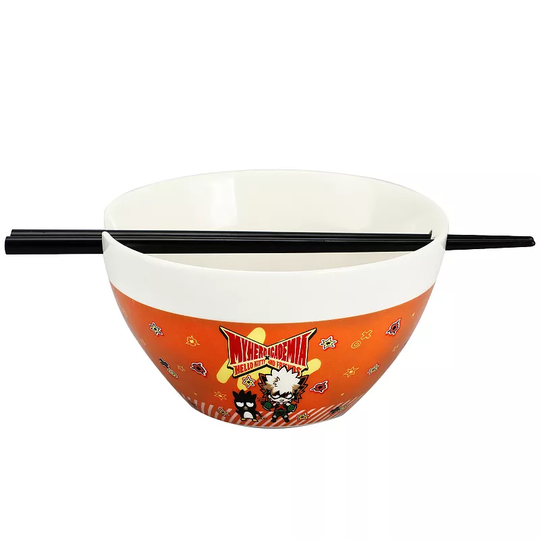 Hello Kitty Ramen Bowl with Chopsticks, Orange