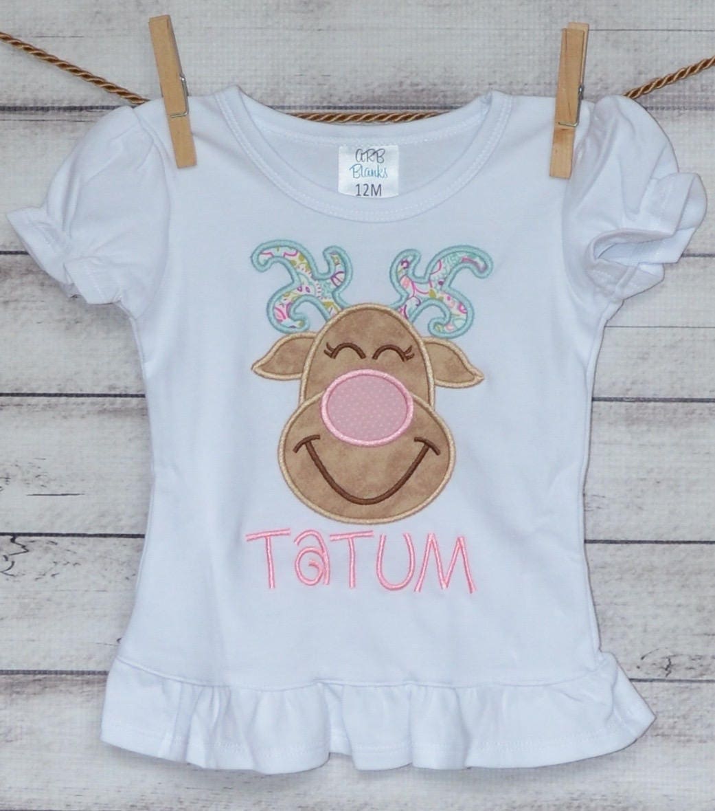 Reindeer Applique Shirt Or Bodysuit Child, Baby Adult