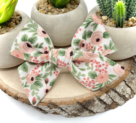 Peach Blush Floral Bow | 20 Styles Spring Bow, Hair Schoolgirl Sailor Pigtail Bows, Buy 3 Get 1 Free