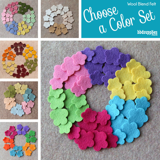 Wool Blend Felt Flowers | 24 Violas Pick A Color Set Diy 48 Unassembled