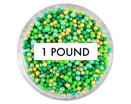 st. Patrick's Day Non-Pareils Blend 1 lb - An Exclusive Mix Of Classic Tiny Non-Pareils in Green, Pearly Lime & Gold