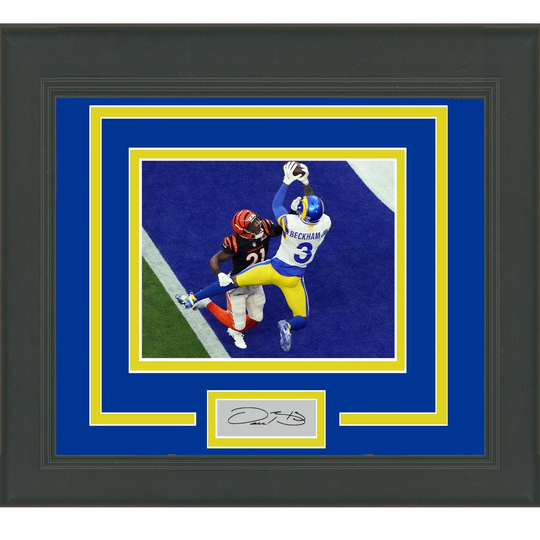 Framed Odell Beckham Jr Facsimile Laser Engraved Signature Auto Los Angeles Rams 15x16 Football Photo