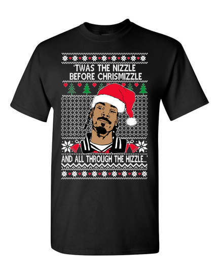 Ugly Christmas T-Shirt Snoop Dogg "Twas The Nizzle Before Chrismizzle Tee Shirt