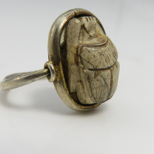 Antique Sterling Silver Egyptian Revival Scarab Swivel Flip Ring Sz 6