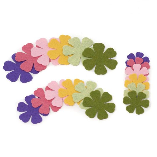 18 Chloe Wool Blend Felt Die Cut Applique Flowers - Spring Garden Colors