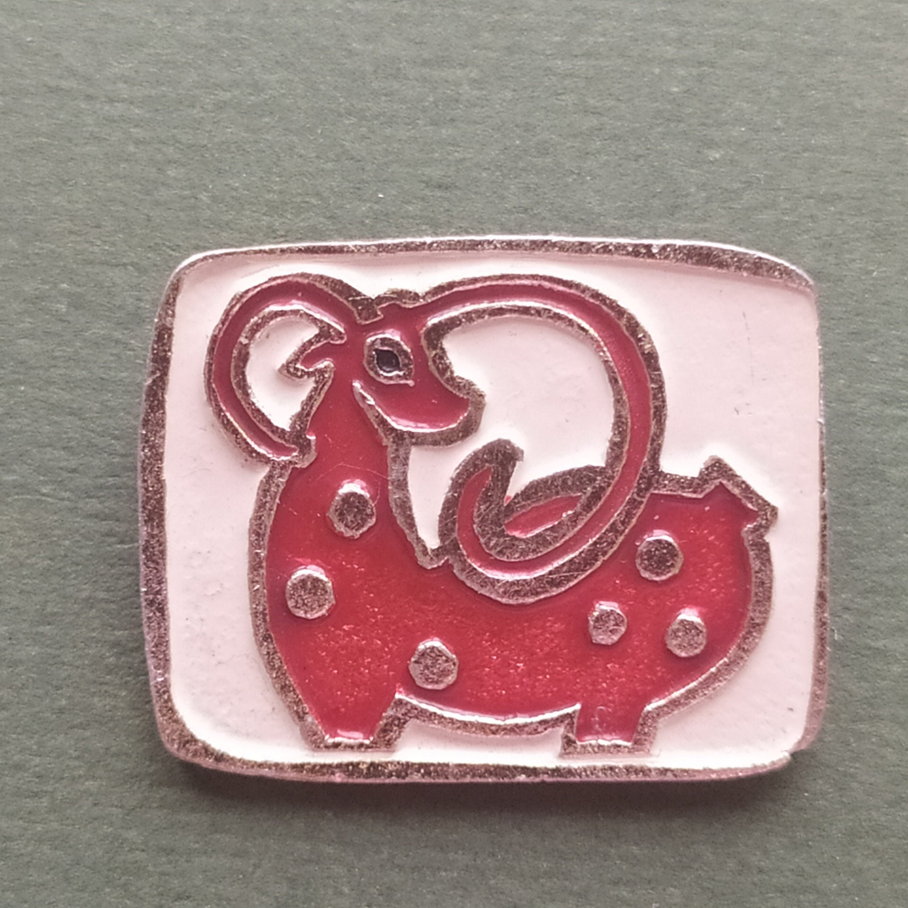 Ram Pin. Russian Folk Art. Vintage Collectible Badge, Made in Ussr