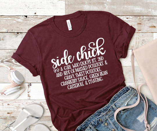 Thanksgiving Side Chick Food Funny Friendsgiving Shirt Thankful Mashed Potatoes Women's Ladies