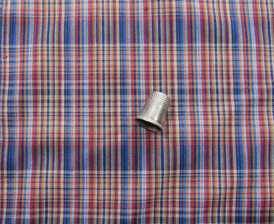 Plaid Shirting Fabric - Western Wear Cotton Blend Red & Blue with Copper Metallic Thread Sewing Quilting Cowboy Shirt