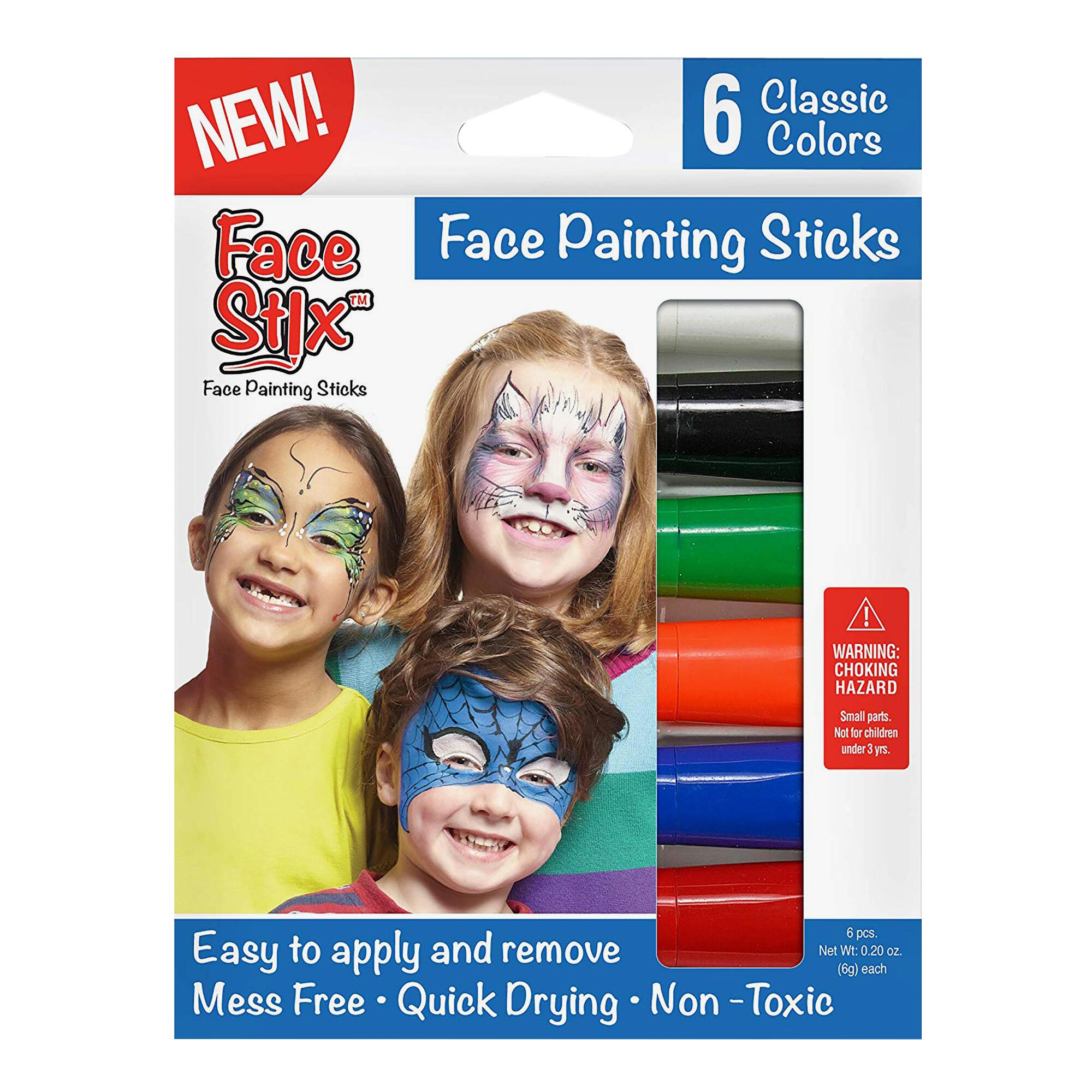 Face Paint 6 Pack: Black/Blue/Green/Orange/Red/White/Multi - Paper by World Market