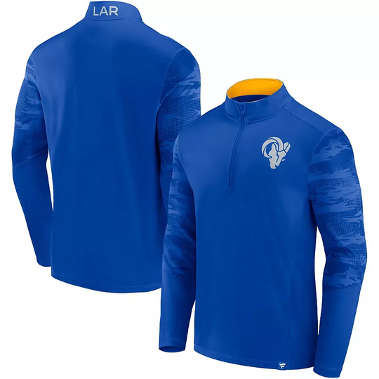 Men's Fanatics Branded Royal Los Angeles Rams Ringer Quarter-Zip Jacket, Size: 5XL, LAR Blue