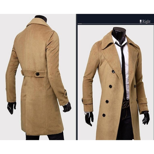 Wool Blend Trenchcoat Double Breasted Pea Coat - Brown, S