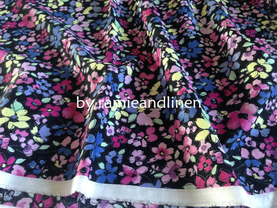 Japanese Made Cotton Rayon Blend Fabric, Floral Print Half Yard By 44" Wide
