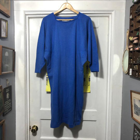 Vintage Blue Angora Blend Sweater Dress Made in Italy
