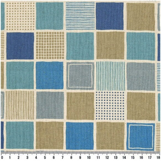 Linen 1/2Y Japanese Cotton Blended Fabric/ Medium Weight High Quality Linen Half Yard 18"x44" - Easy Patch Blue