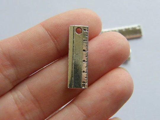 Bulk 50 Ruler Charms Antique Silver Tone P596