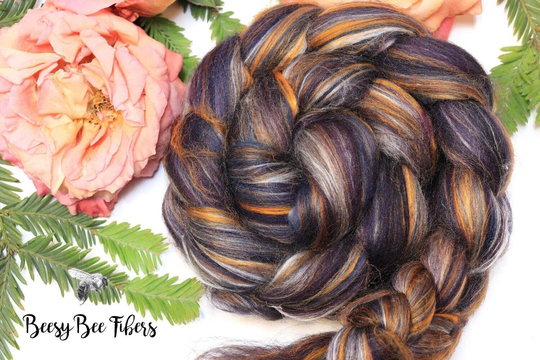 Harvest Moon- Merino Wool Roving Signature Custom Blend Eri Silk, Bamboo Viscose Combed Top For Spinning Or Nuno Felting - 4 Oz