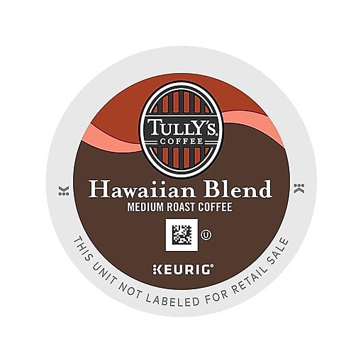 Tullys Hawaiian Blend Coffee, Keurig K-Cup Pods, Medium Roast, 24/Box (6606)