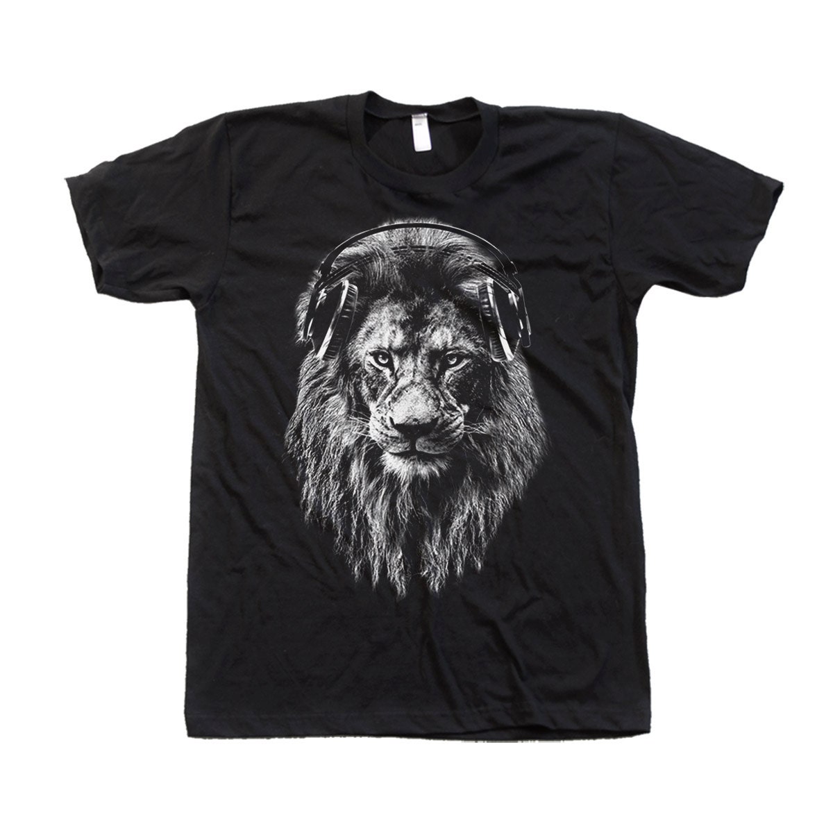 Lion T-Shirt, Unisex Tshirt, Men's Graphic Tee, Screen Print Shirt, American Apparel, Crew Neck, Gift For Dad, Men, Black T-Shirt