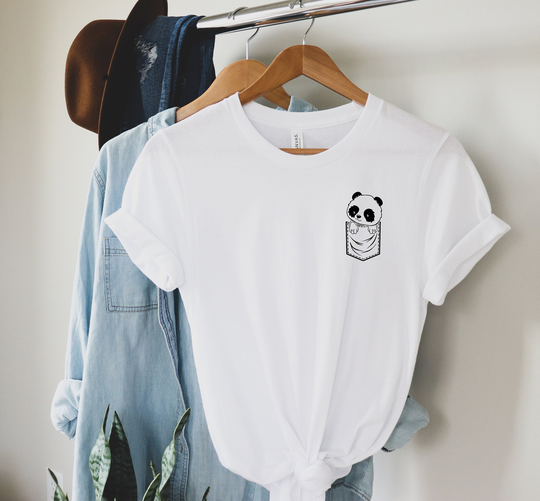 Panda Lover Shirt, Gift, Pocket Design Animal Theme, Birthday, Valentine's Day Shirt