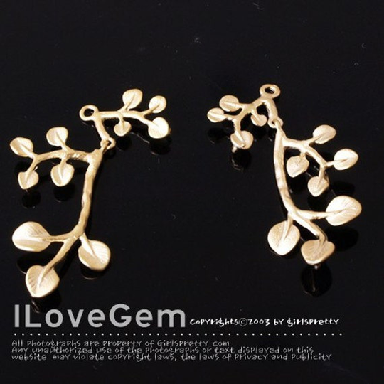 2Pcs, Np-896 Matt Gold Plated, Leaf Dangle Connectors, Branch Pendant, Necklace Pendant